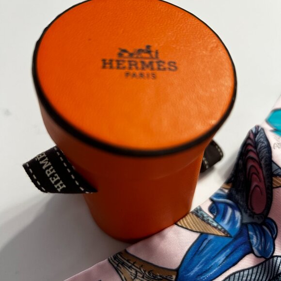 Hermes Silk Tree Of Song Twilly Rose Pale Turquoise with Box - Picture 10 of 15